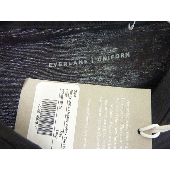 NWT Everlane Mens Black V Neck Short Sleeve Shirt L - Picture 2 of 4